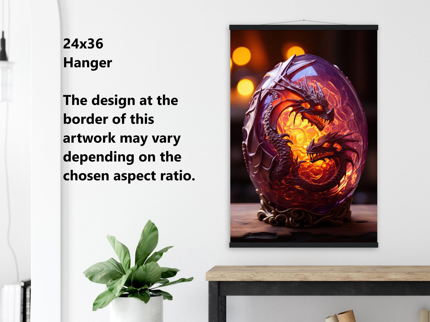 Décoration murale Œuf de dragon - Affiche Œuf de dragon violet translucide - Toile fantastique - Cadeau pour gamer