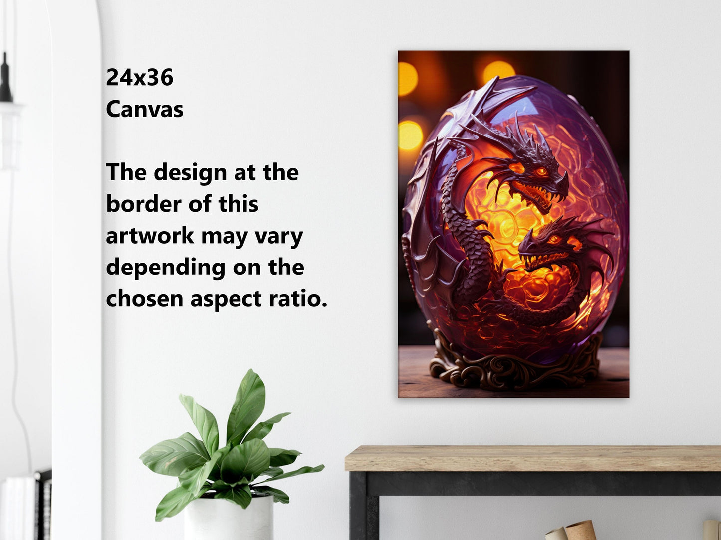 Décoration murale Œuf de dragon - Affiche Œuf de dragon violet translucide - Toile fantastique - Cadeau pour gamer