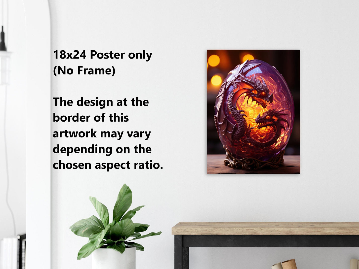 Décoration murale Œuf de dragon - Affiche Œuf de dragon violet translucide - Toile fantastique - Cadeau pour gamer