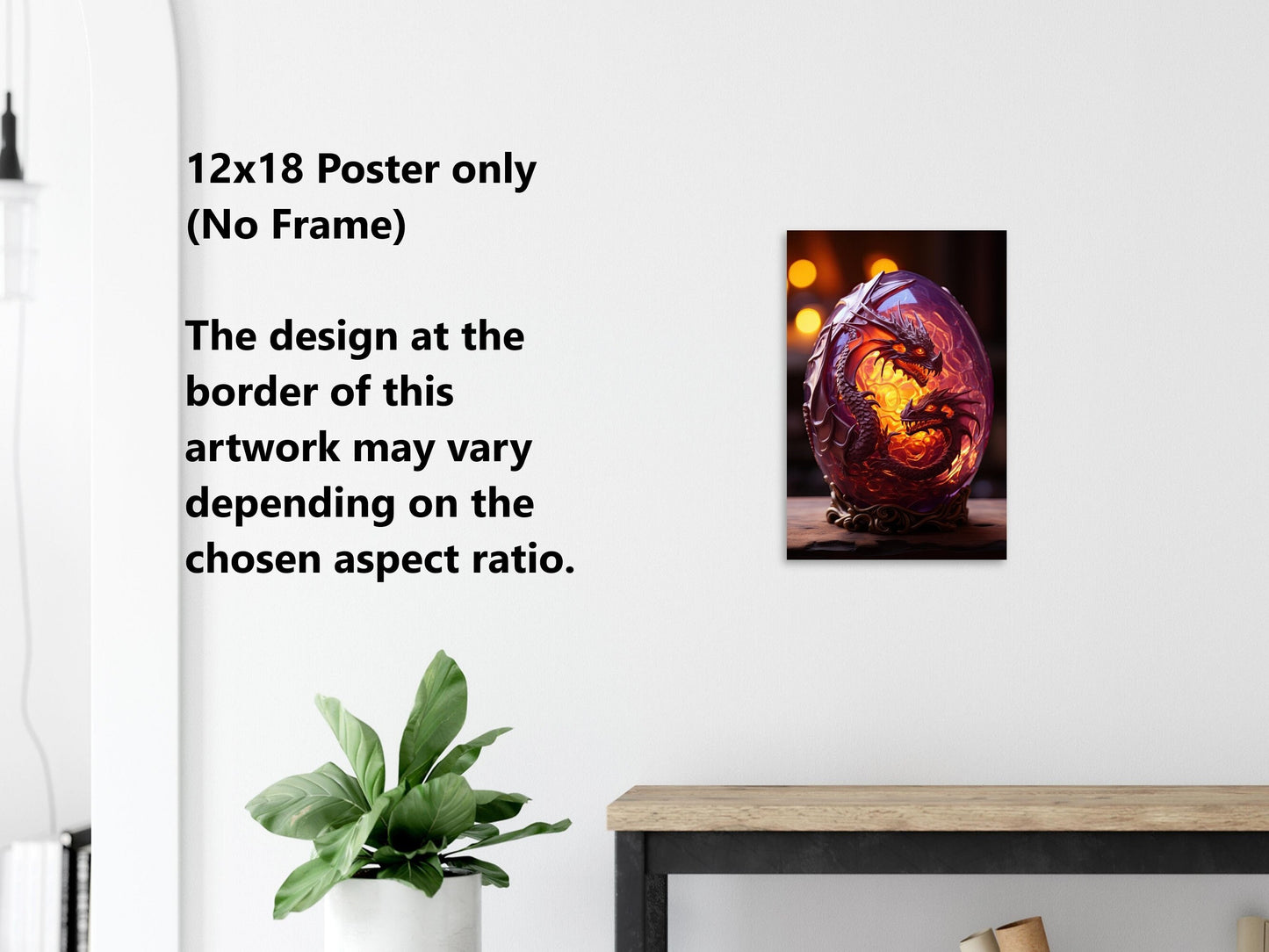 Décoration murale Œuf de dragon - Affiche Œuf de dragon violet translucide - Toile fantastique - Cadeau pour gamer