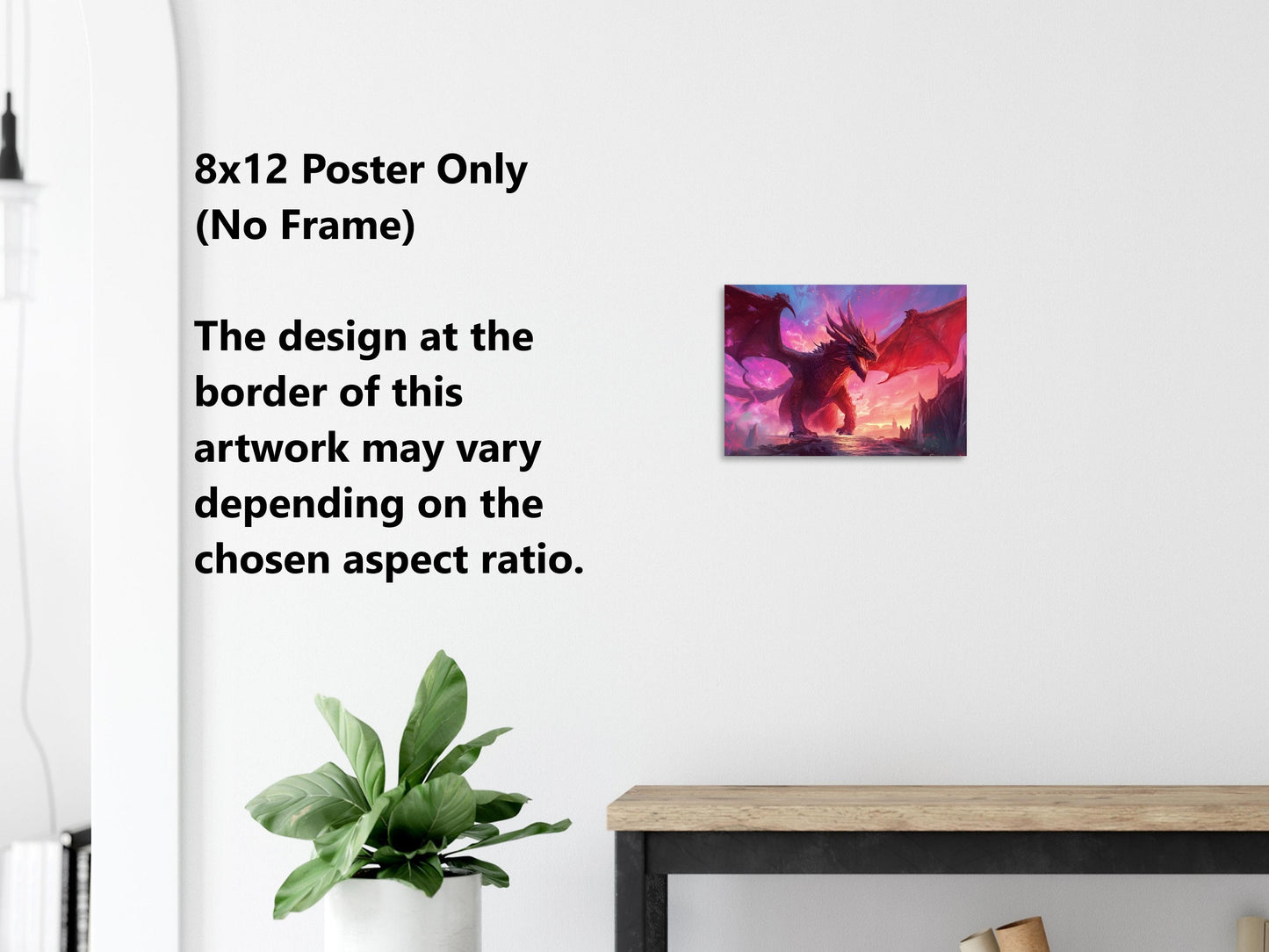 Red Dragon Wall Art - Red Dragon Poster - Fantasy Art Canvas - Framed Art Print - Gift for Gamer