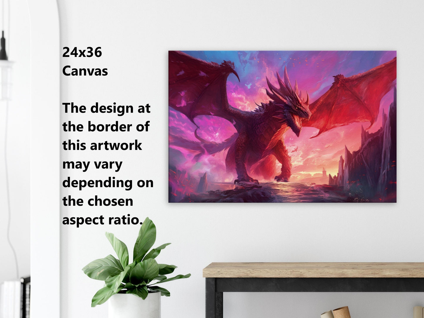 Red Dragon Wall Art - Red Dragon Poster - Fantasy Art Canvas - Framed Art Print - Gift for Gamer