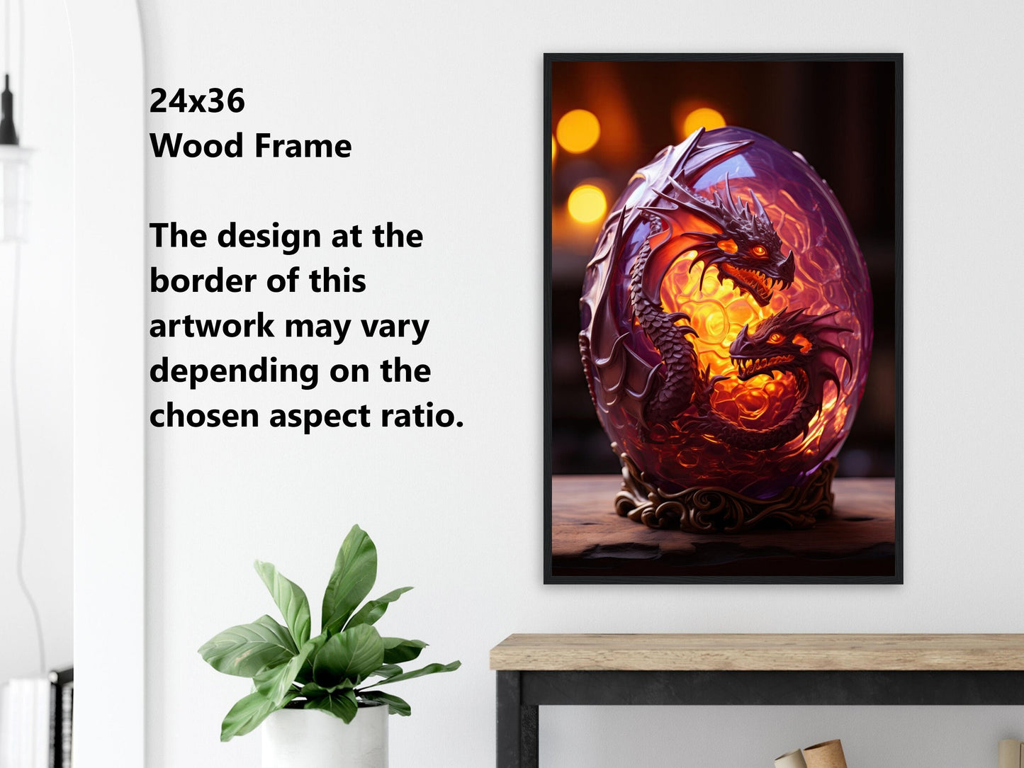 Décoration murale Œuf de dragon - Affiche Œuf de dragon violet translucide - Toile fantastique - Cadeau pour gamer