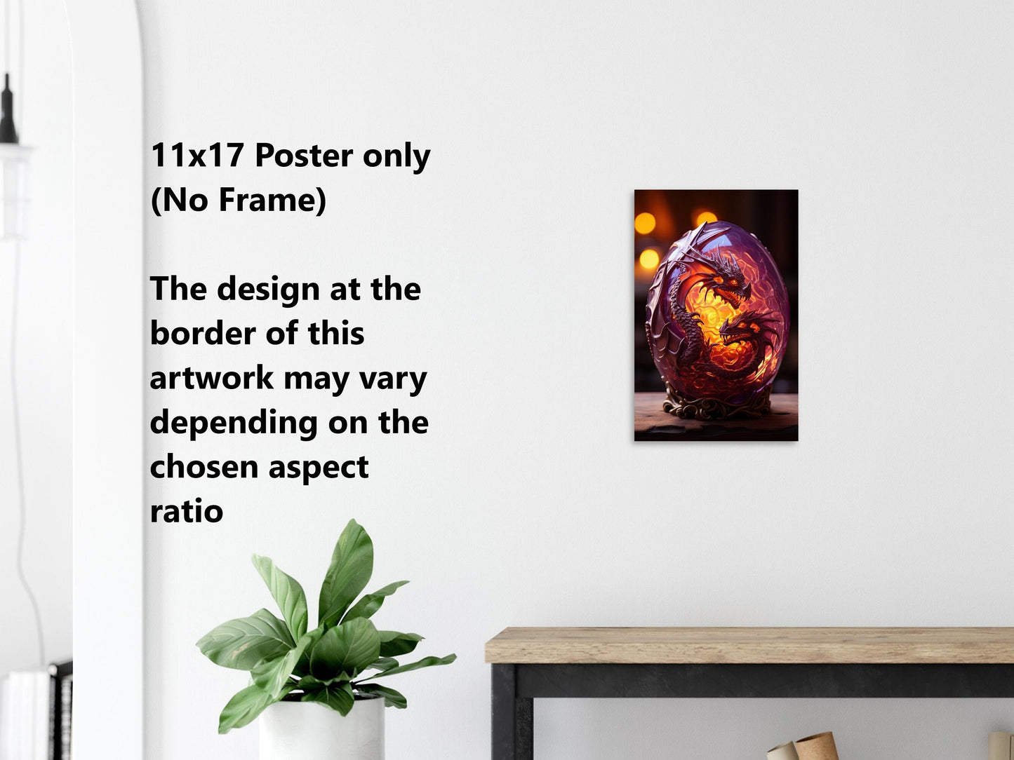 Décoration murale Œuf de dragon - Affiche Œuf de dragon violet translucide - Toile fantastique - Cadeau pour gamer