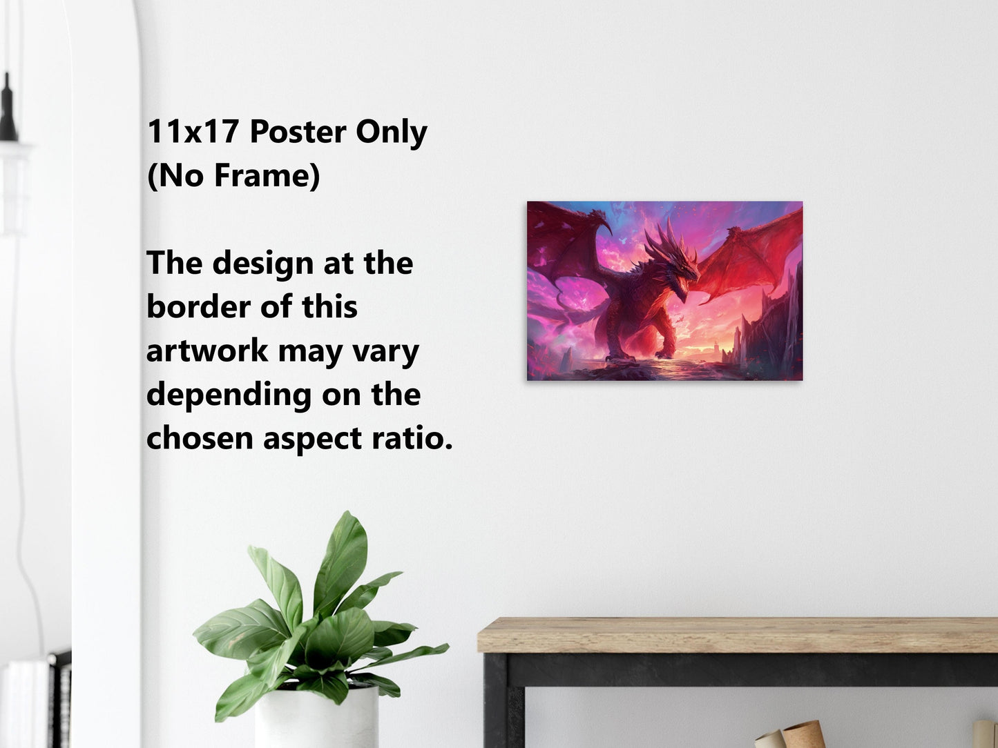 Red Dragon Wall Art - Red Dragon Poster - Fantasy Art Canvas - Framed Art Print - Gift for Gamer