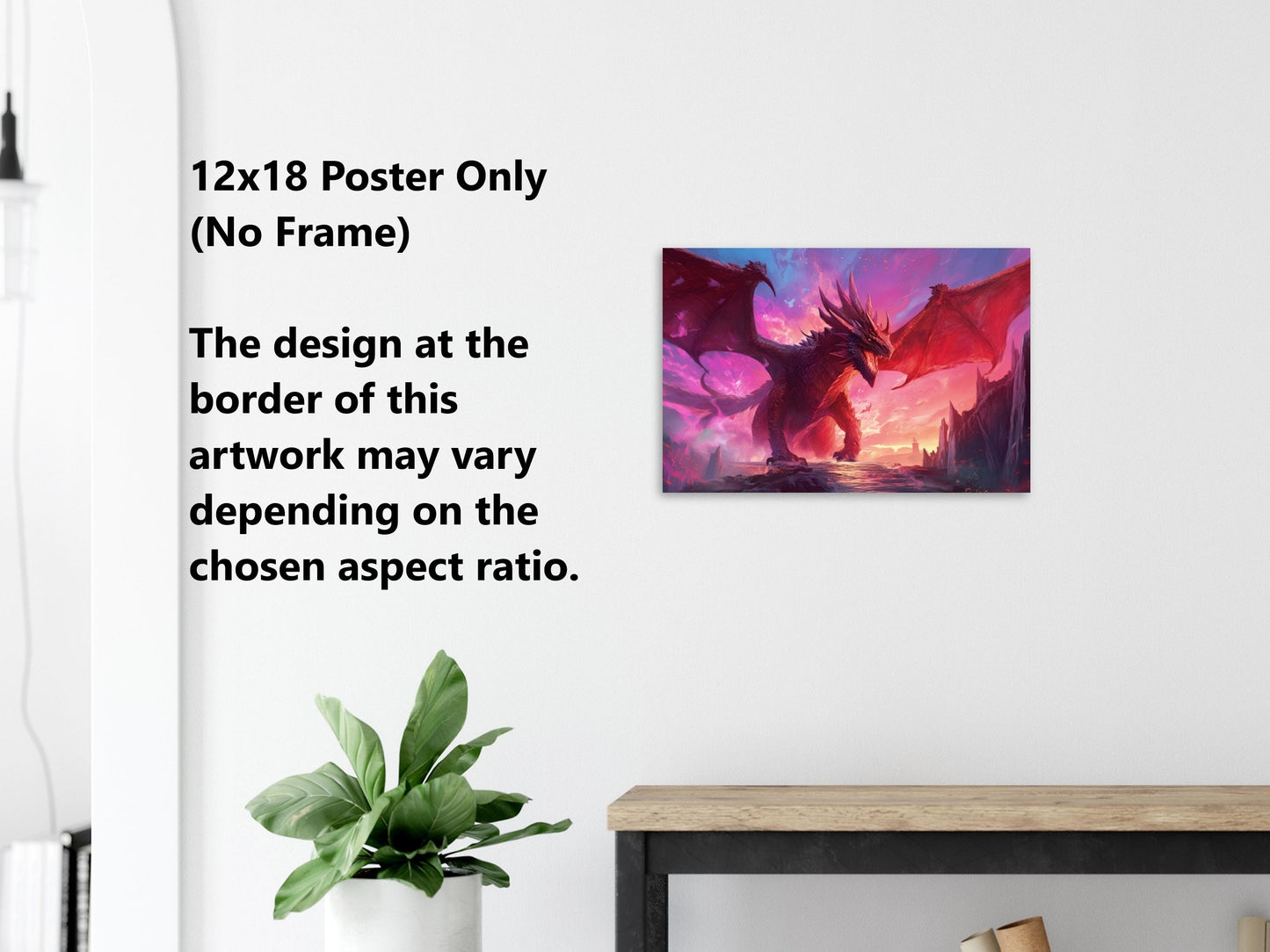 Red Dragon Wall Art - Red Dragon Poster - Fantasy Art Canvas - Framed Art Print - Gift for Gamer