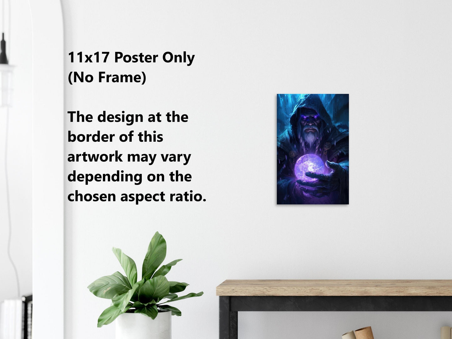 Magician Wall Art - Warlock Poster - Mage Spellcaster Fantasy Art Print - Wood Metal Frame Canvas Option - Gift for Gamer