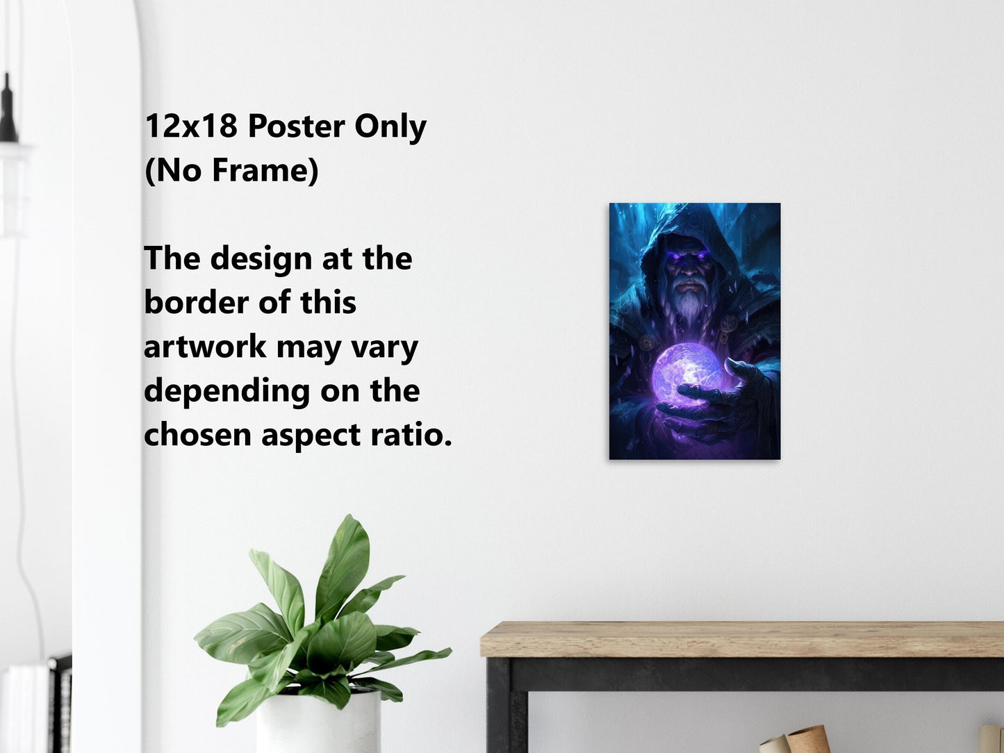 Magician Wall Art - Warlock Poster - Mage Spellcaster Fantasy Art Print - Wood Metal Frame Canvas Option - Gift for Gamer