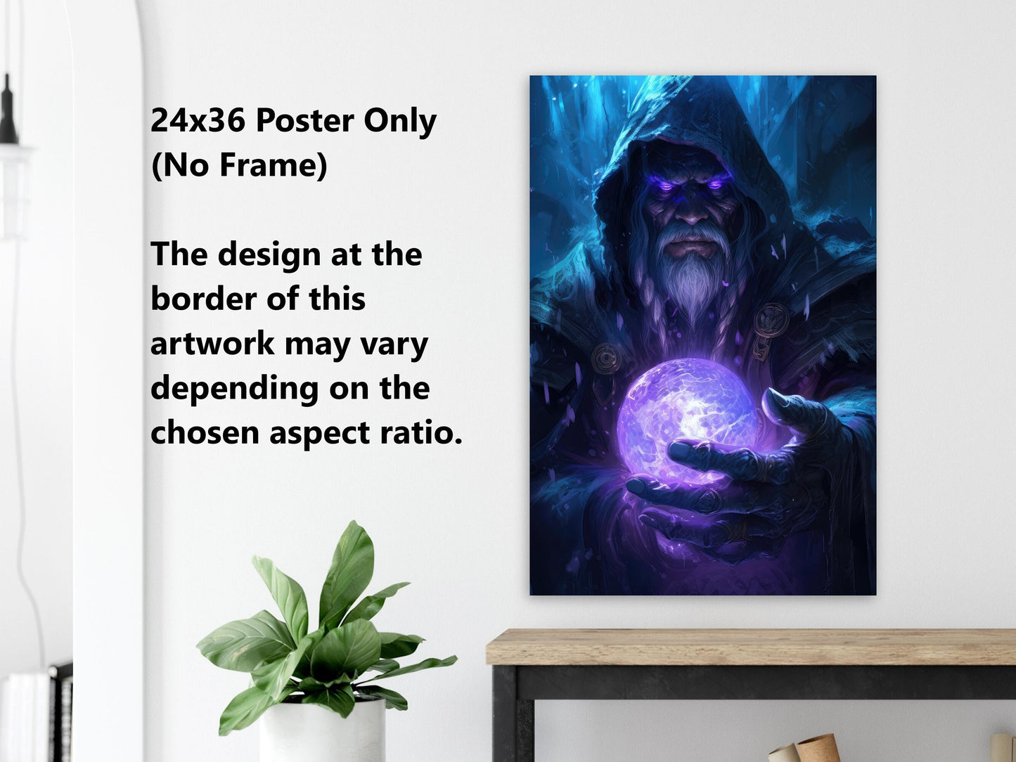 Magician Wall Art - Warlock Poster - Mage Spellcaster Fantasy Art Print - Wood Metal Frame Canvas Option - Gift for Gamer