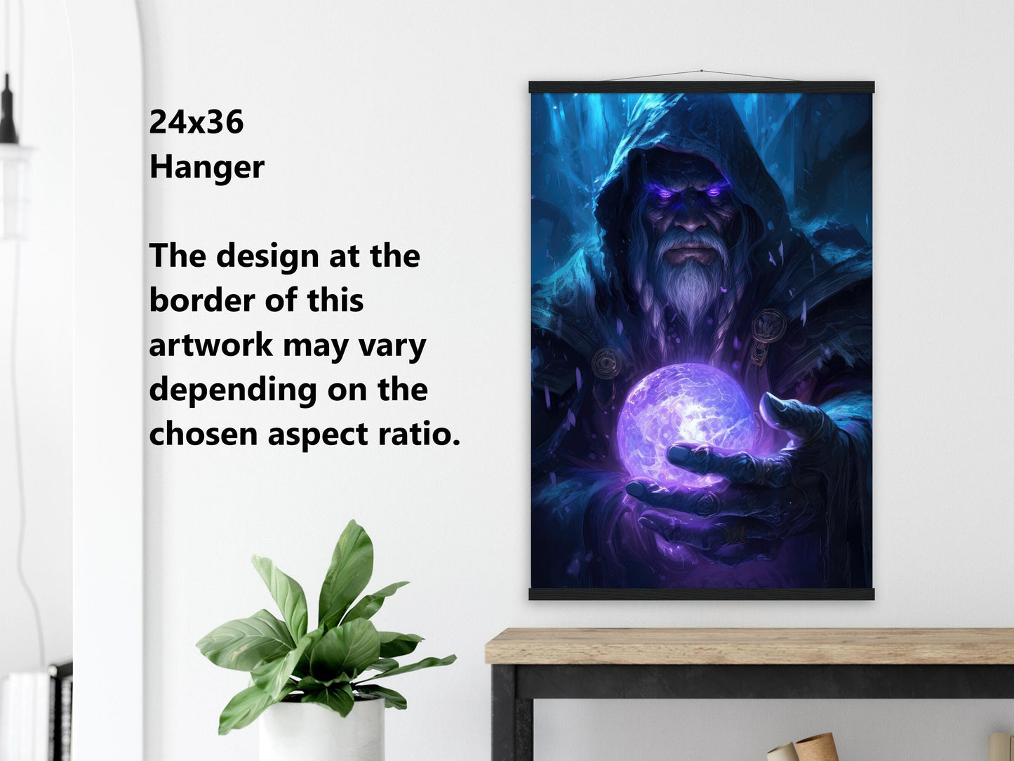 Magician Wall Art - Warlock Poster - Mage Spellcaster Fantasy Art Print - Wood Metal Frame Canvas Option - Gift for Gamer