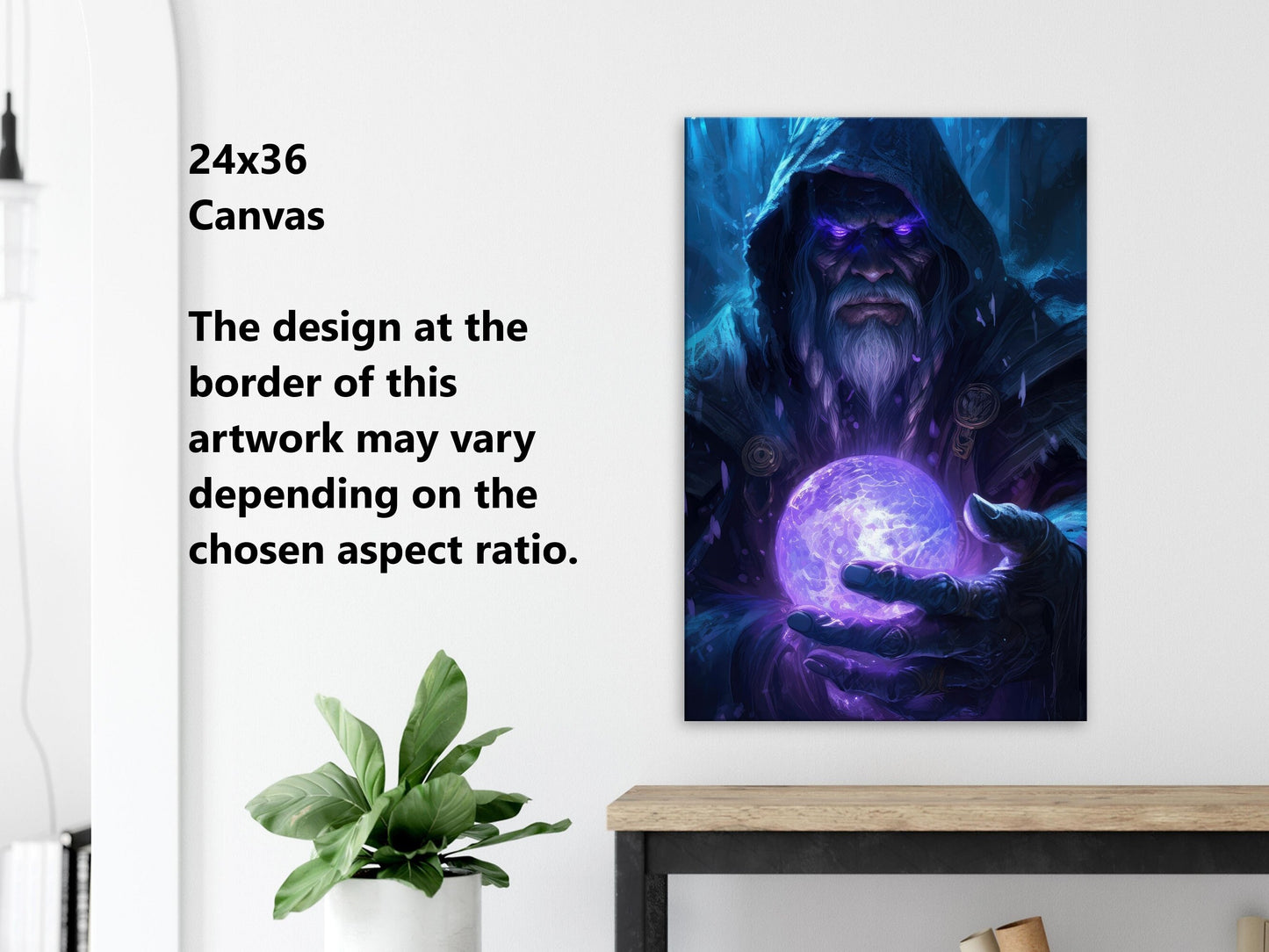 Magician Wall Art - Warlock Poster - Mage Spellcaster Fantasy Art Print - Wood Metal Frame Canvas Option - Gift for Gamer