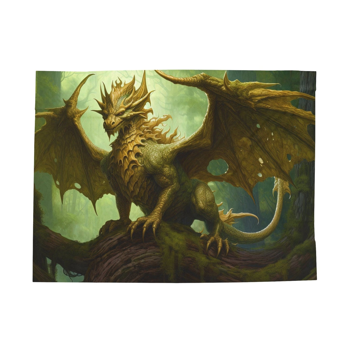 Nature Dragon Fantasy Blanket - Nature's Majesty: Enchanting Nature Green Dragon