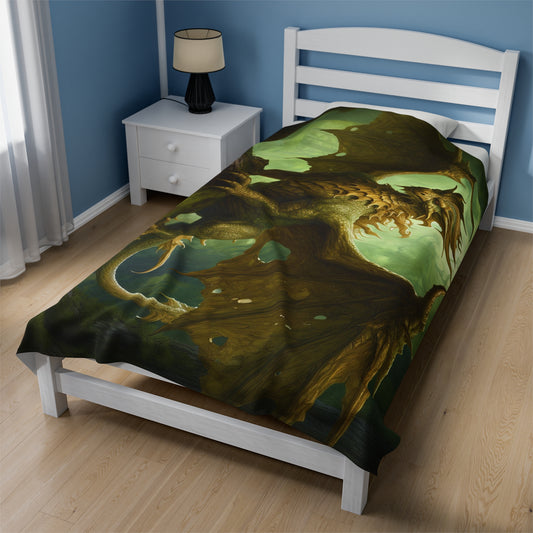 Nature Dragon Fantasy Blanket - Nature's Majesty: Enchanting Nature Green Dragon