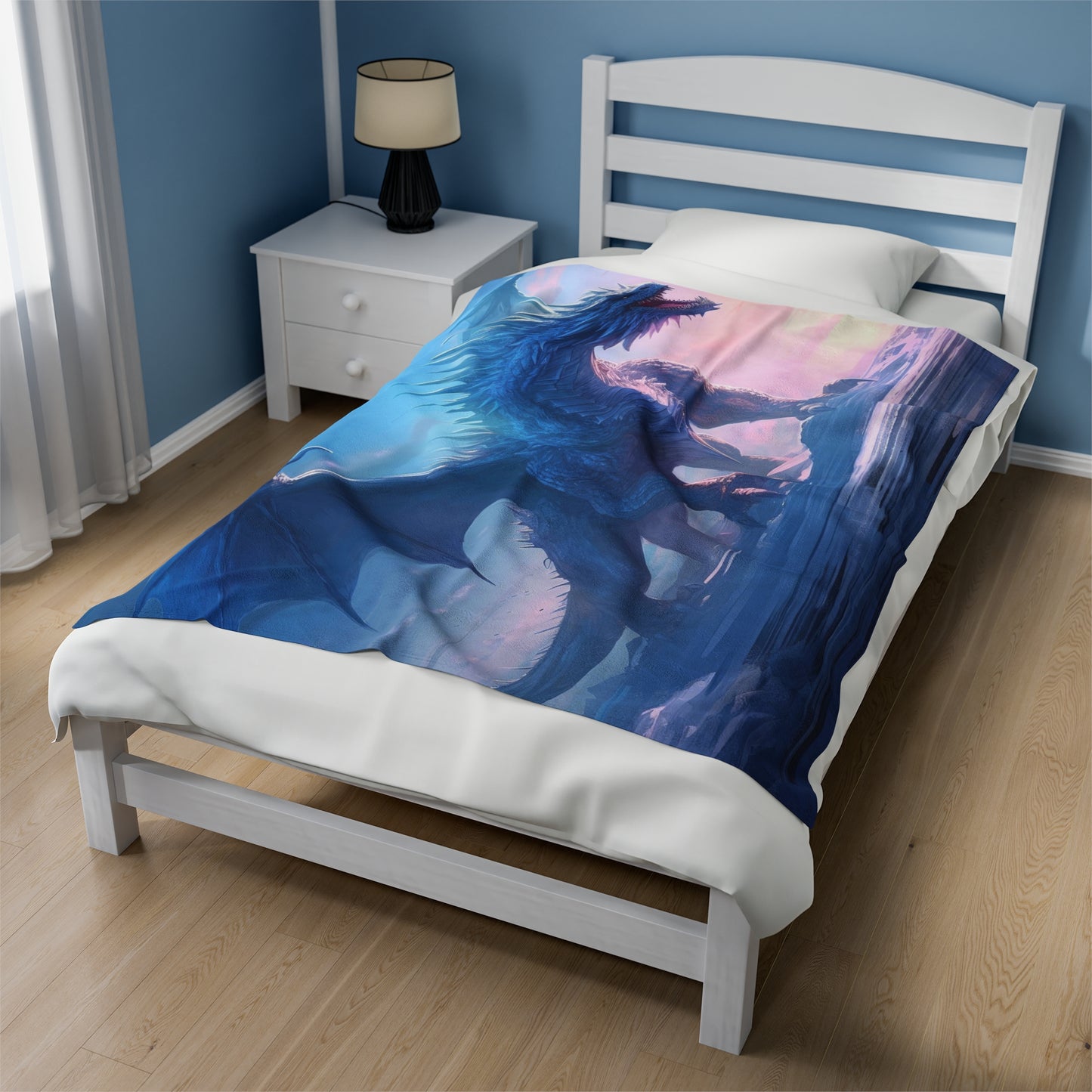 Ice Blue Dragon Blanket - Desert Frost: Ice Dragon's Last Stand