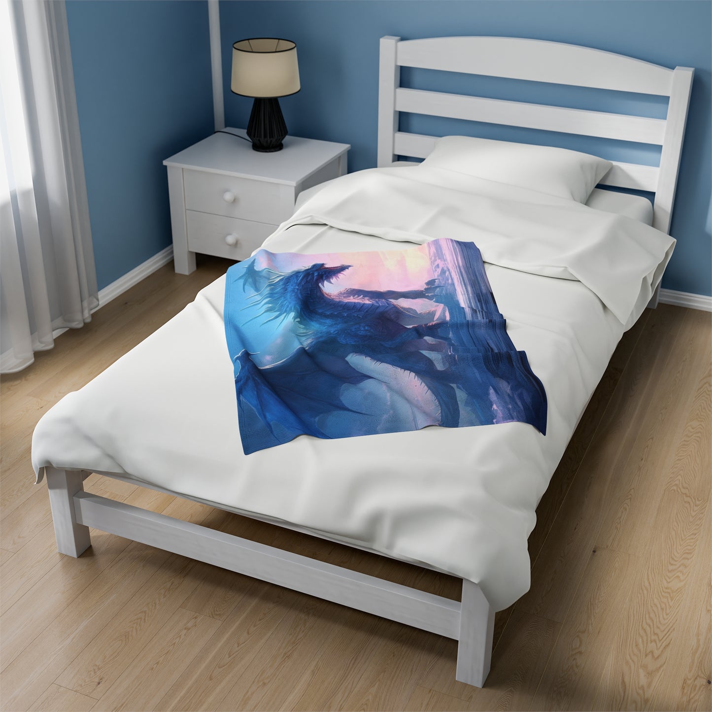 Ice Blue Dragon Blanket - Desert Frost: Ice Dragon's Last Stand
