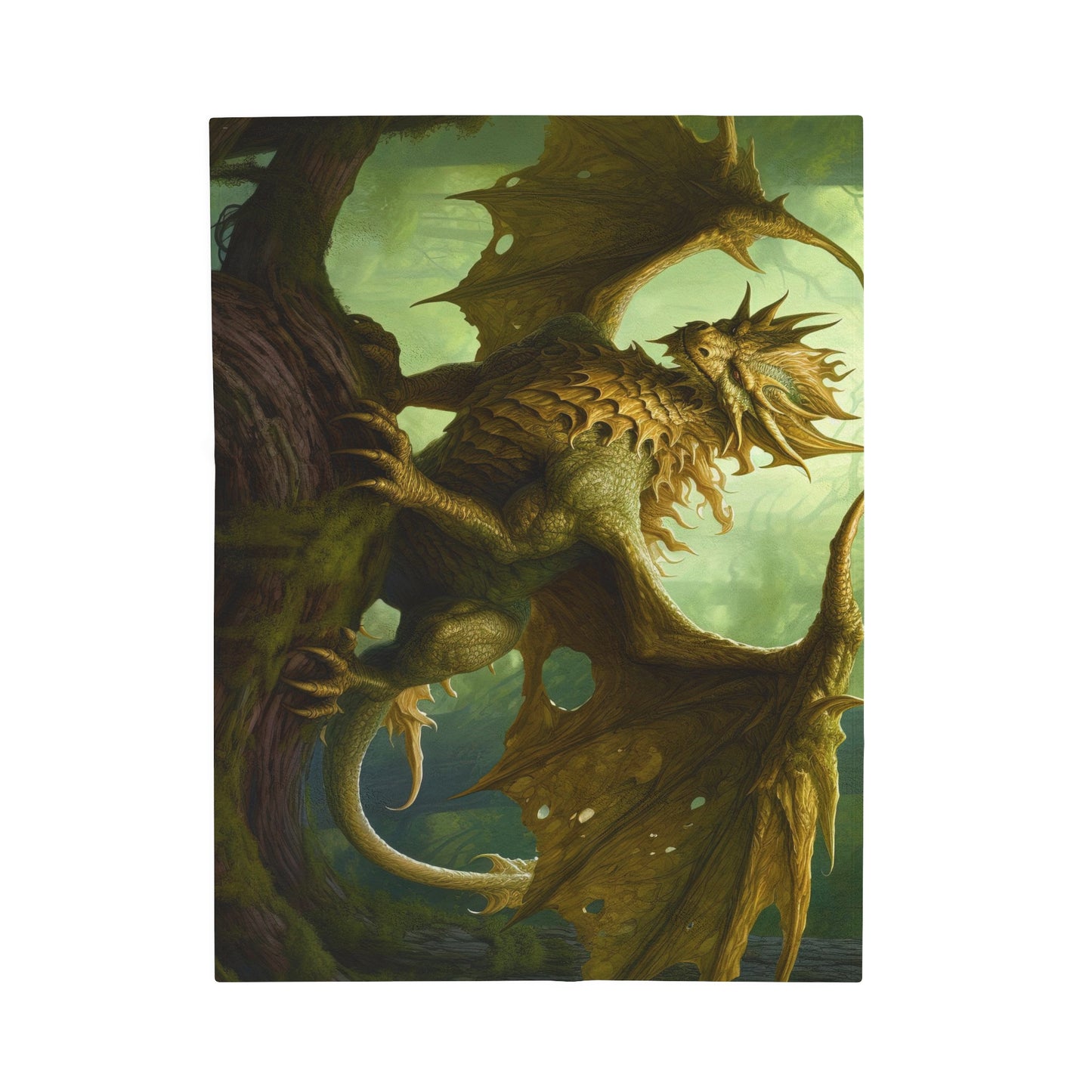 Nature Dragon Fantasy Blanket - Nature's Majesty: Enchanting Nature Green Dragon
