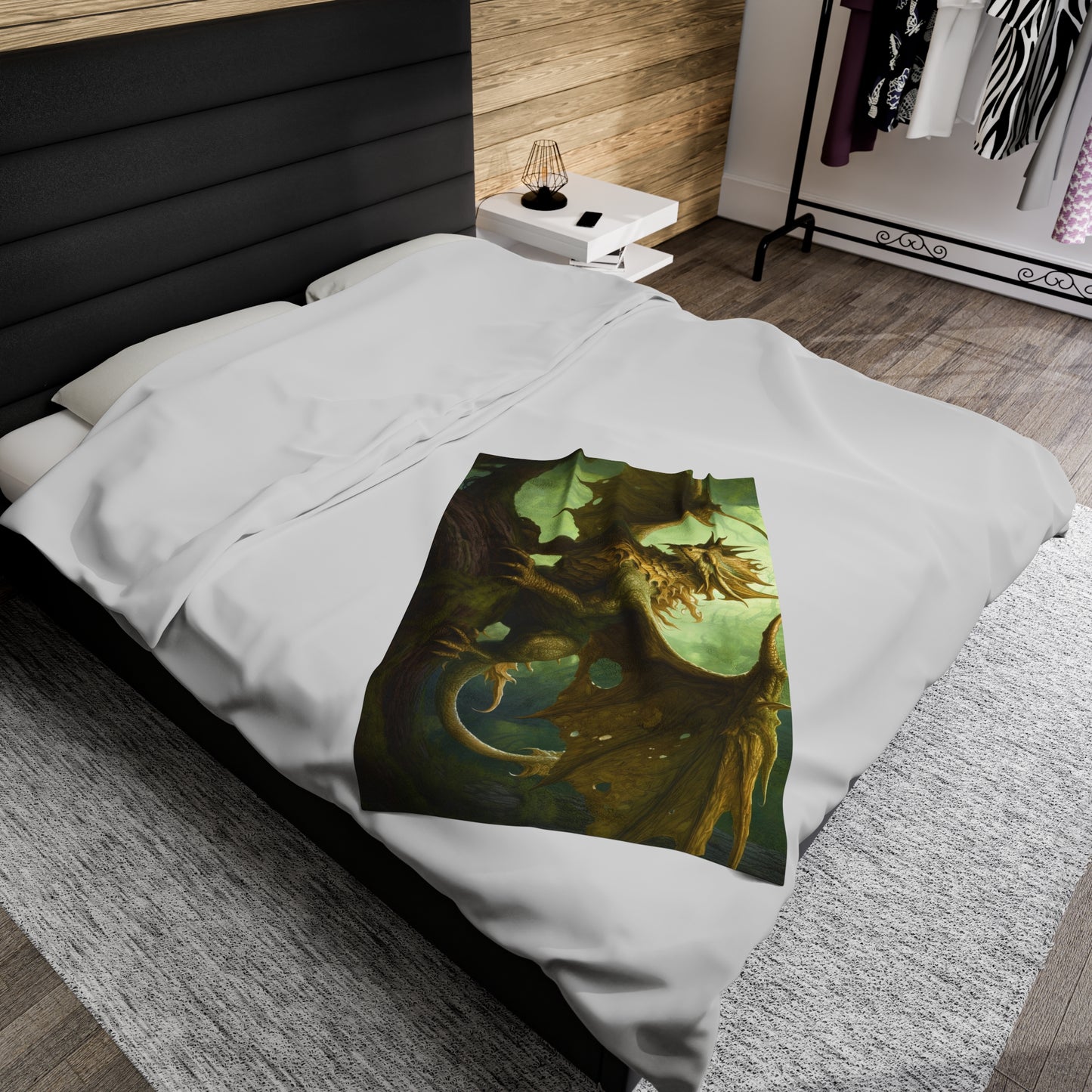 Nature Dragon Fantasy Blanket - Nature's Majesty: Enchanting Nature Green Dragon