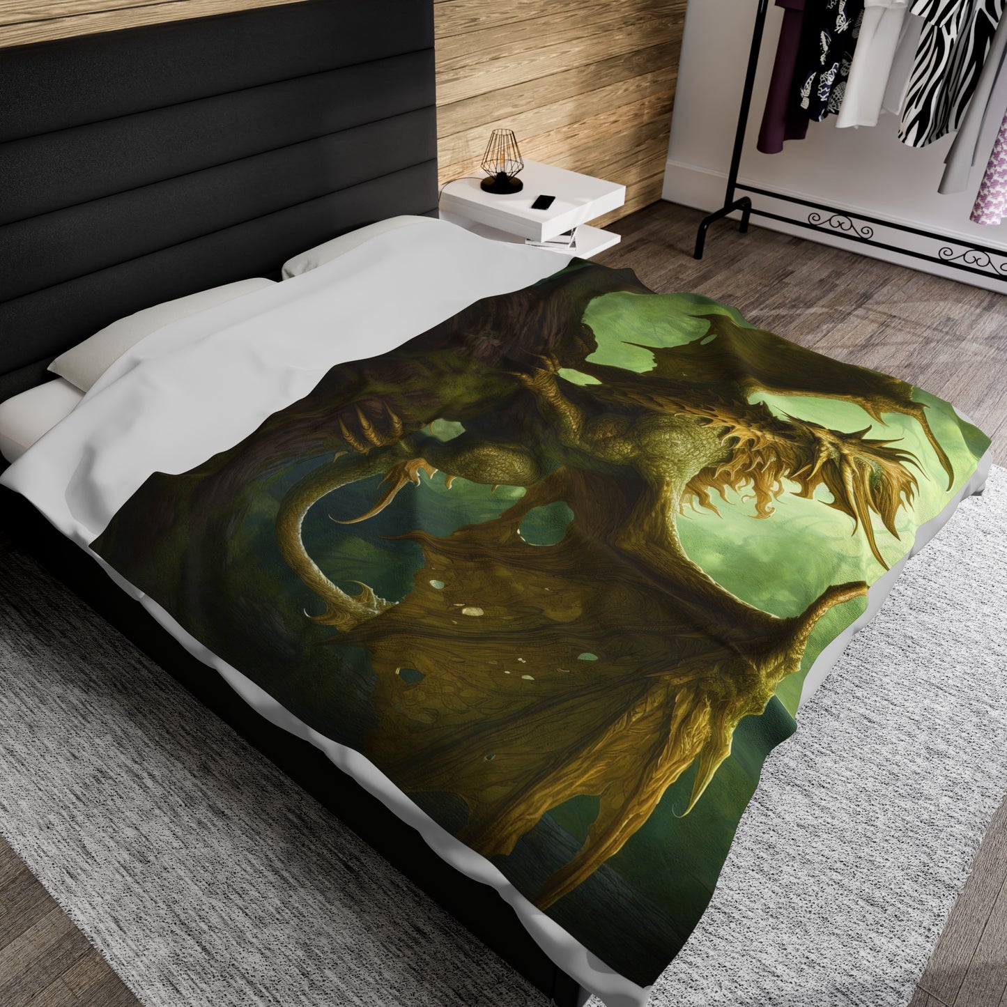 Nature Dragon Fantasy Blanket - Nature's Majesty: Enchanting Nature Green Dragon