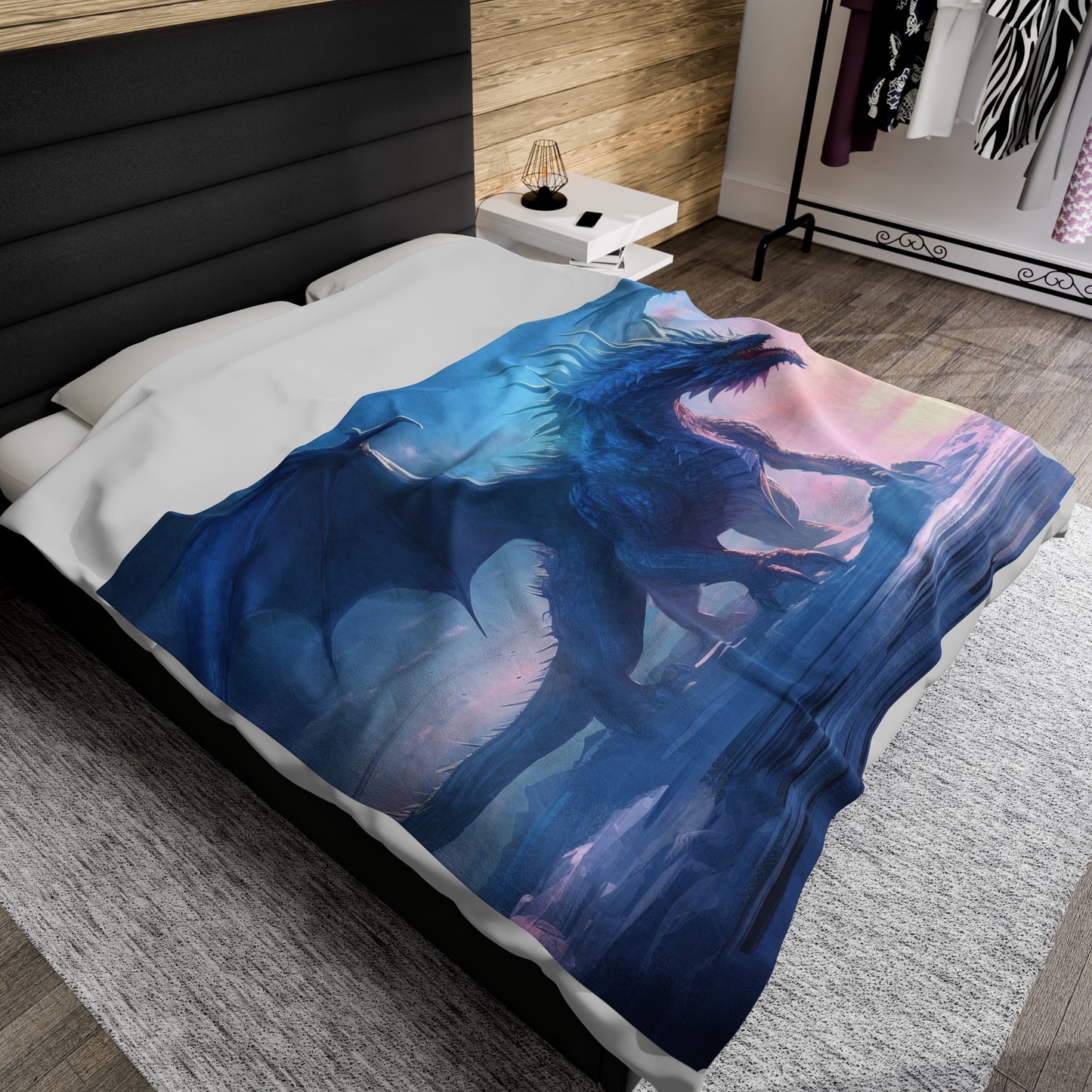 Ice Blue Dragon Blanket - Desert Frost: Ice Dragon's Last Stand