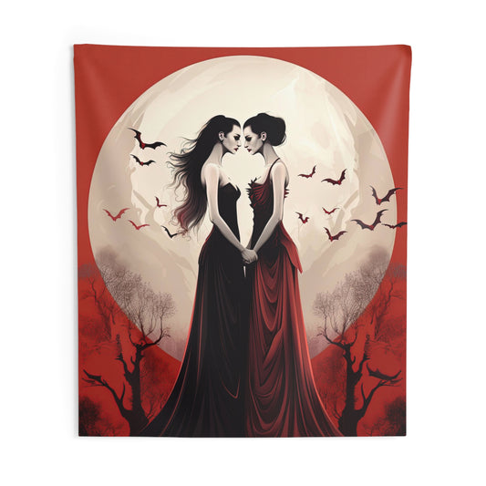 Indoor Wall Tapestries - Crimson Hearts: Eternity of Female Vampires' Love