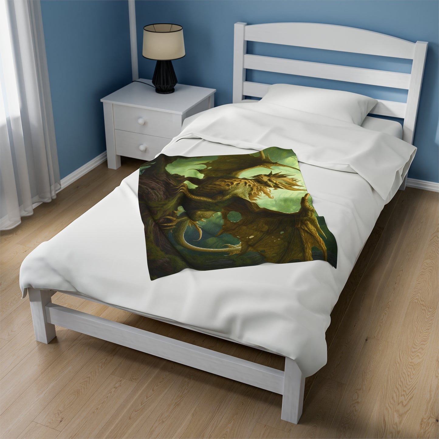 Nature Dragon Fantasy Blanket - Nature's Majesty: Enchanting Nature Green Dragon