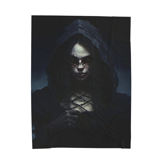 Gothic Horror Blanket - Gothic Woman Horror Art - Goth Gift for Halloween
