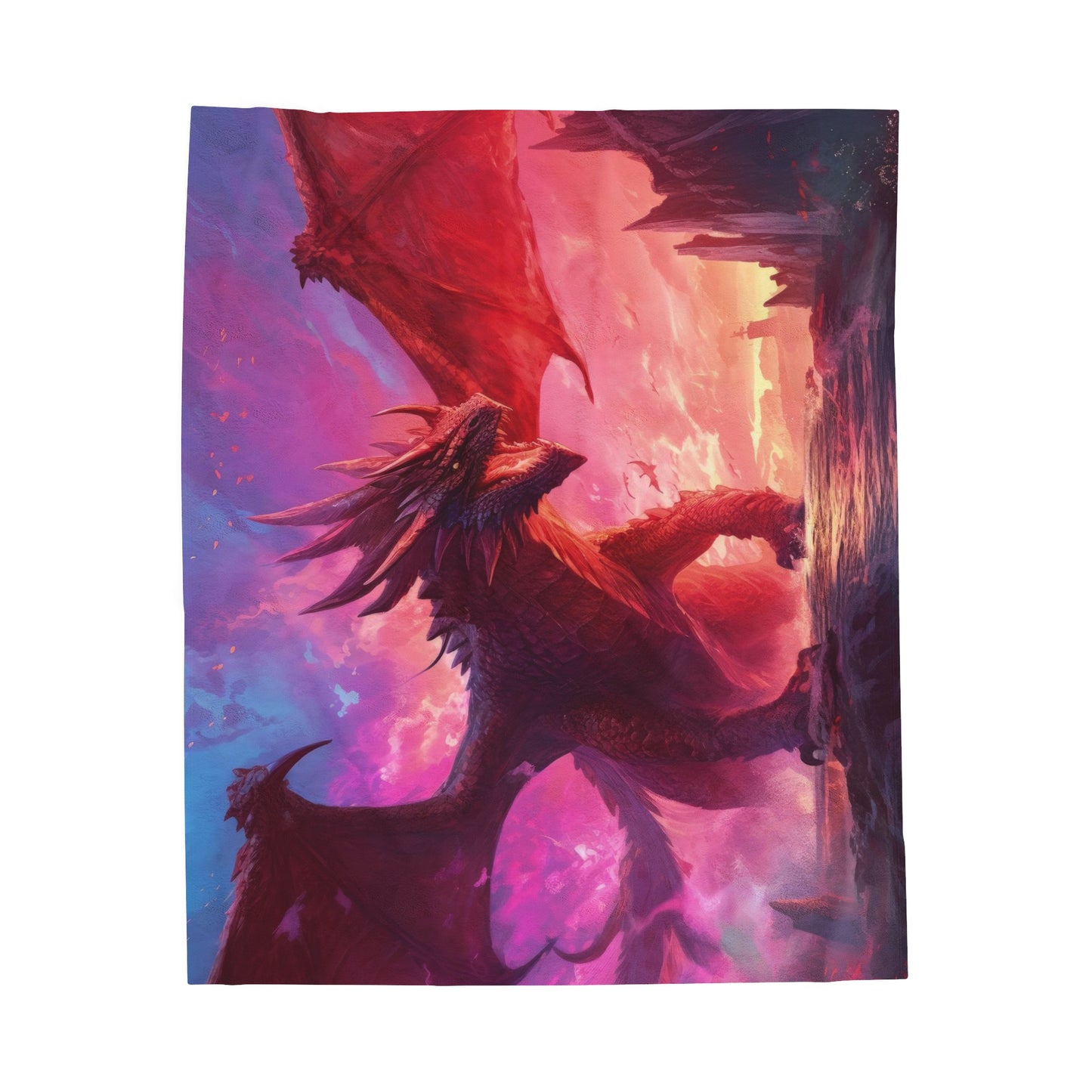 Red Dragon Blanket - Velveteen Plush Fantasy Blanket - Gift for Gamer Geek