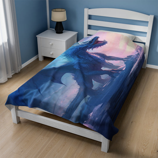 Ice Blue Dragon Blanket - Desert Frost: Ice Dragon's Last Stand
