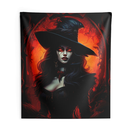 Witch Vampire Indoor Wall Tapestry - Halloween Decor