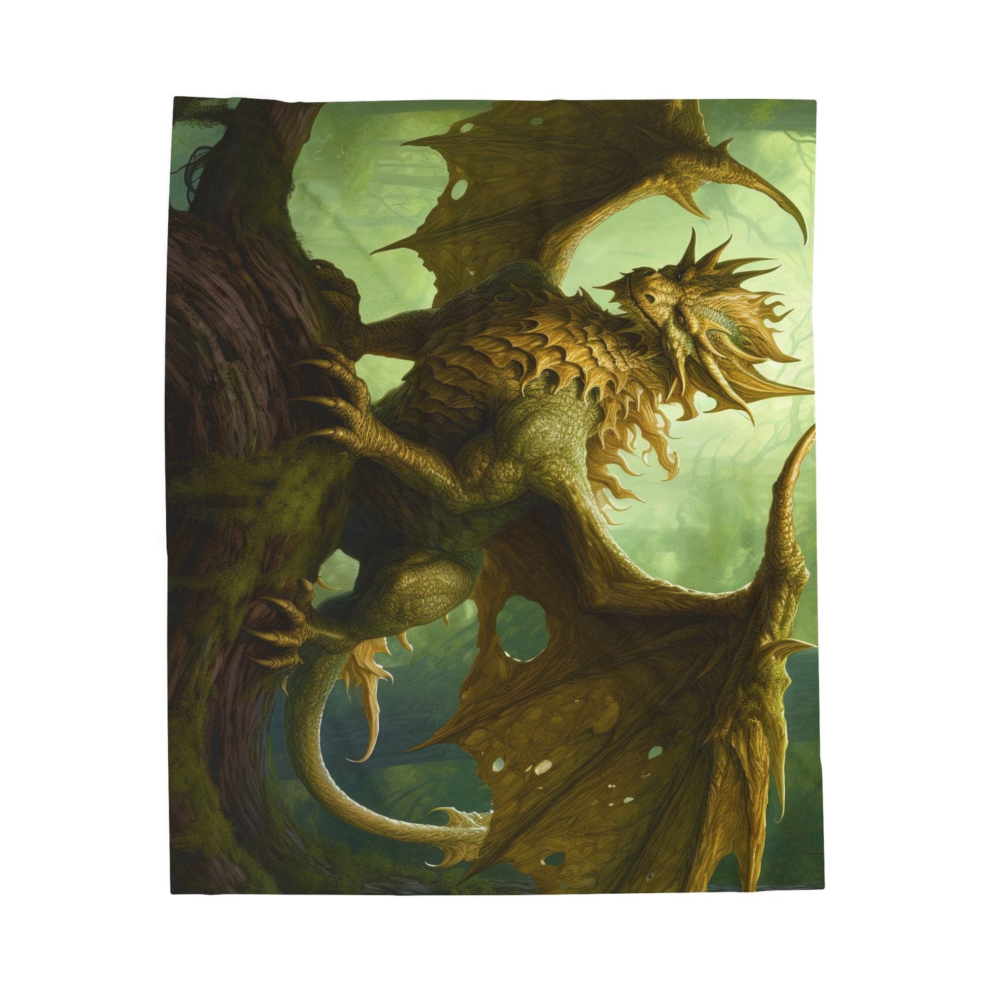Nature Dragon Fantasy Blanket - Nature's Majesty: Enchanting Nature Green Dragon