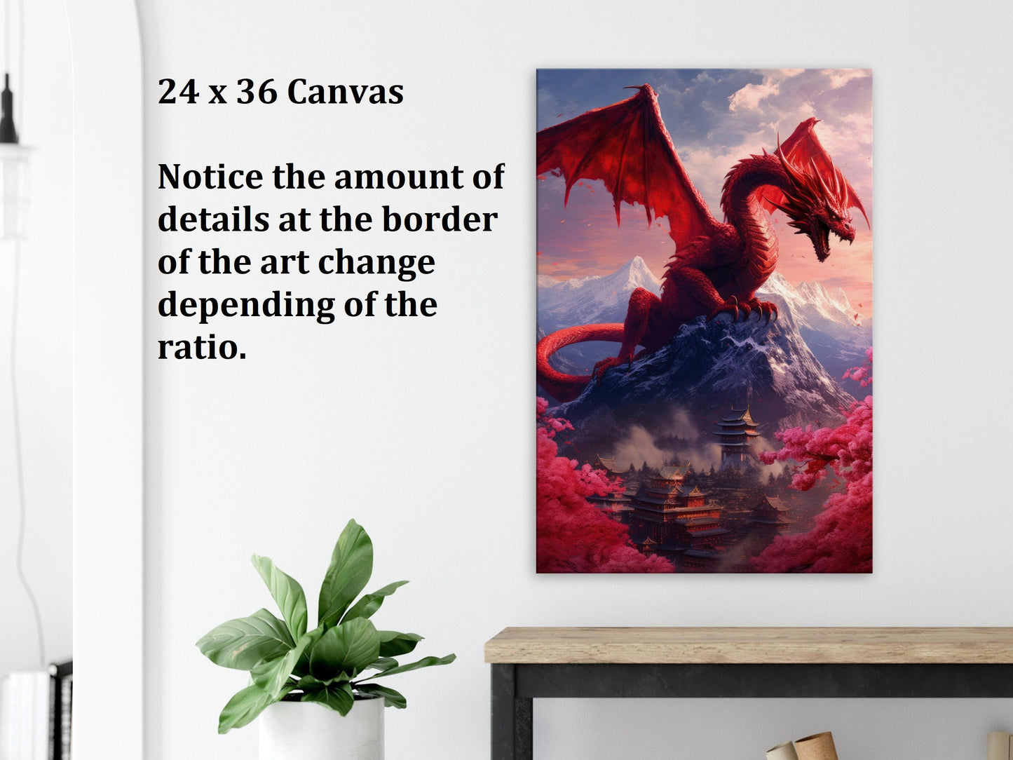 Chinese Dragon wall art, Red Dragon Poster, Fantasy Art Canvas Gift for Gamer