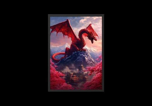 Décoration murale Dragon chinois, affiche Dragon rouge, toile d'art fantastique, cadeau pour joueur
