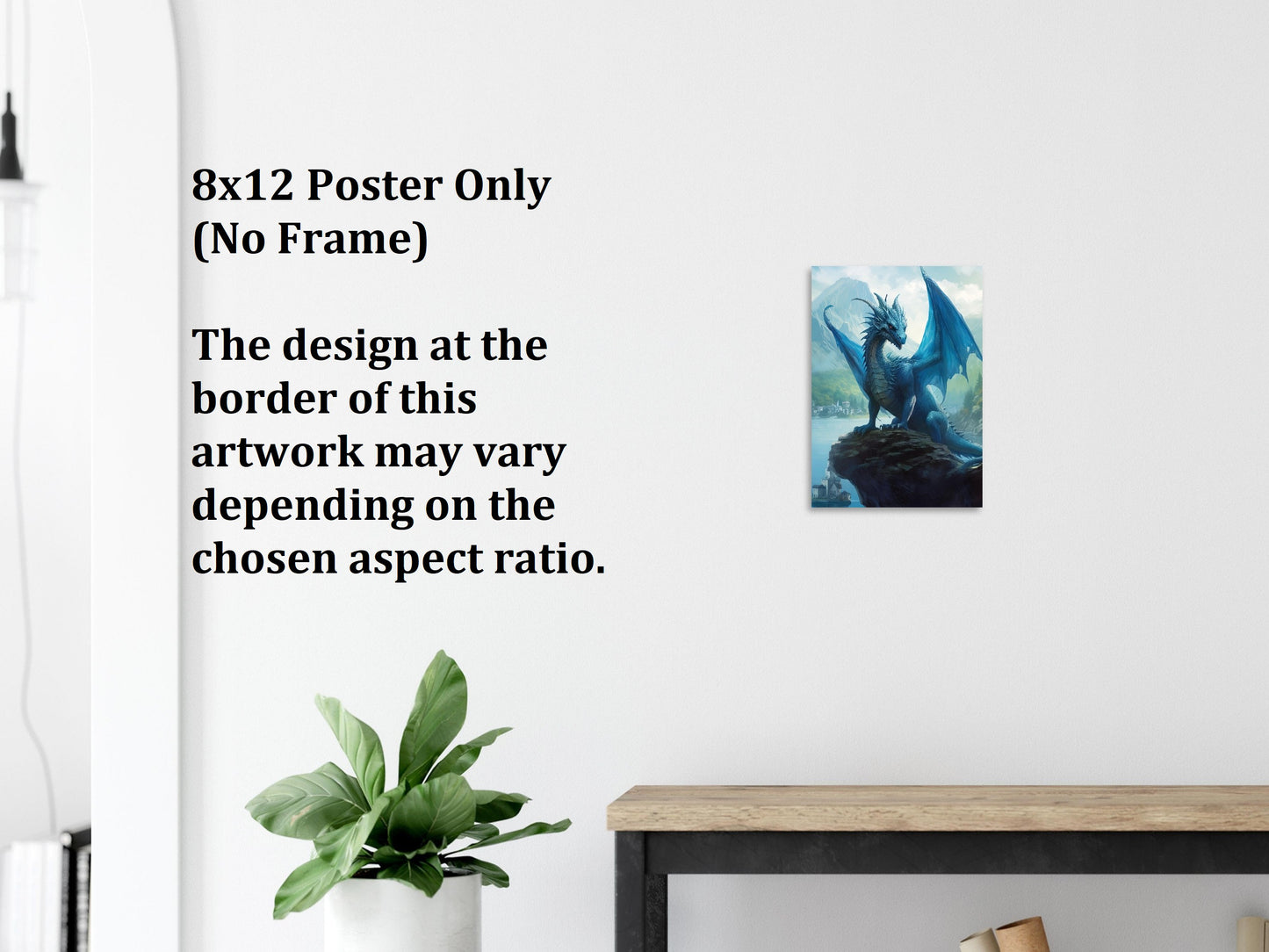 Blue Dragon Wall Art, Blue Dragon Poster, Fantasy Art Canvas Gift for Gamer - Poster, Canvas, Framed Art, Hanger option