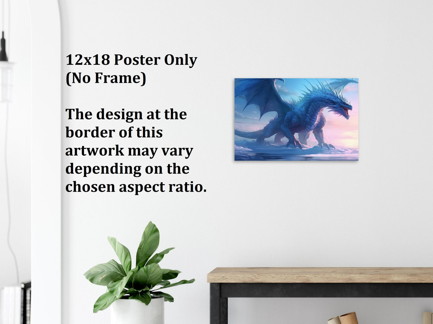 Décoration murale Dragon bleu, affiche Dragon de glace, toile d'art fantastique, cadeau pour joueur