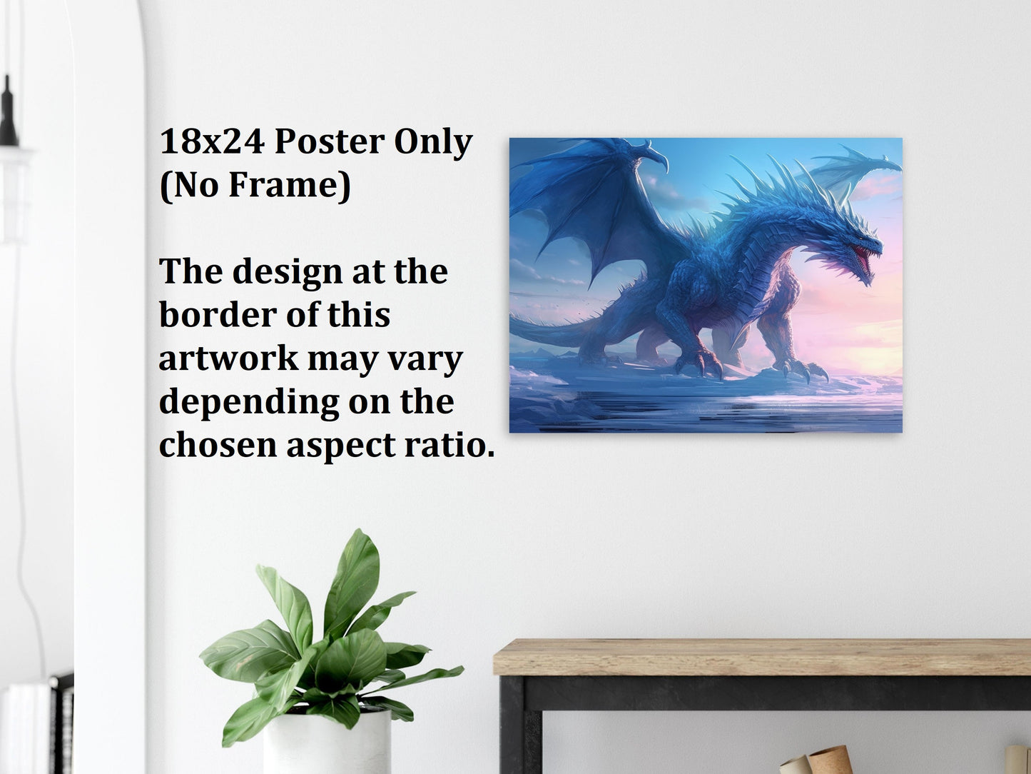 Décoration murale Dragon bleu, affiche Dragon de glace, toile d'art fantastique, cadeau pour joueur
