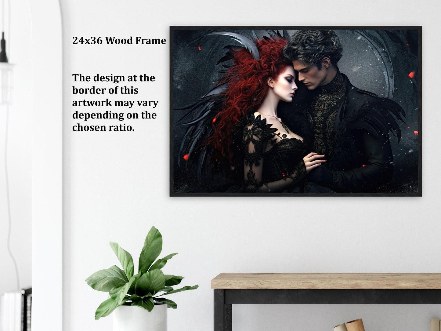 Gothic Romance Wall Art, Victorian Couple Poster, Fantasy Art Canvas Gift for Goth