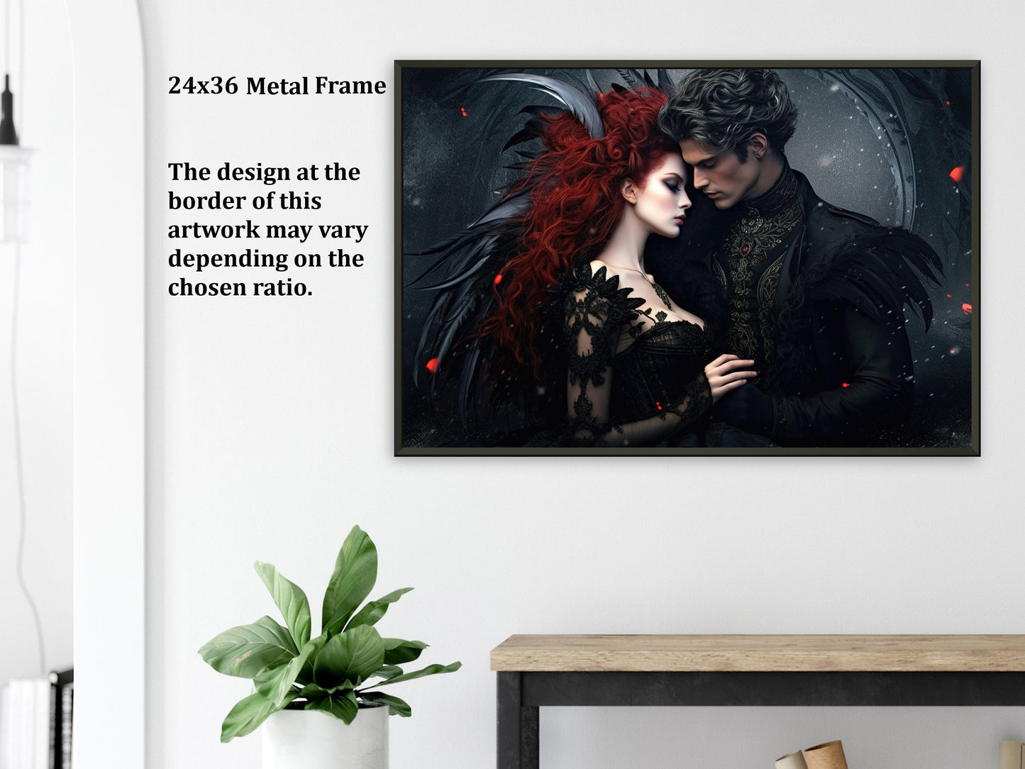 Gothic Romance Wall Art, Victorian Couple Poster, Fantasy Art Canvas Gift for Goth