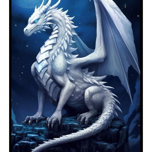 White Dragon Wall Art, White Dragon Poster, Fantasy Art Canvas Gift for Gamer