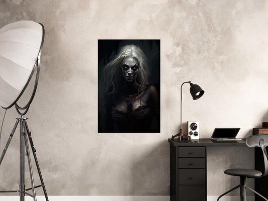 Blonde Woman Zombie Art Print - Halloween Poster Gift - Horror Halloween Canvas Wall Decor