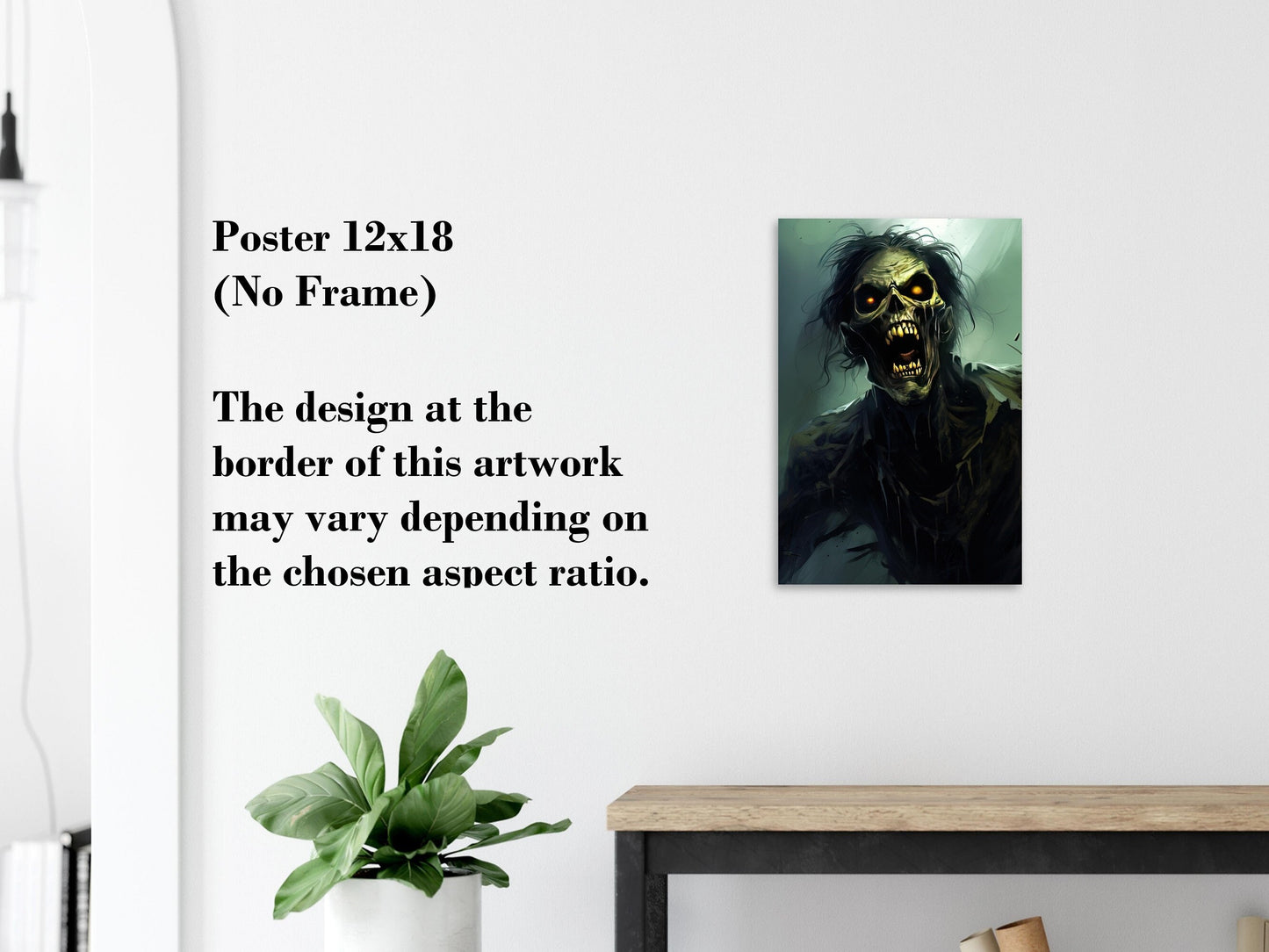 Zombie Wall Art - Undead Zombie Poster - Halloween Fantasy Wall Decoration - Gift for Gamer