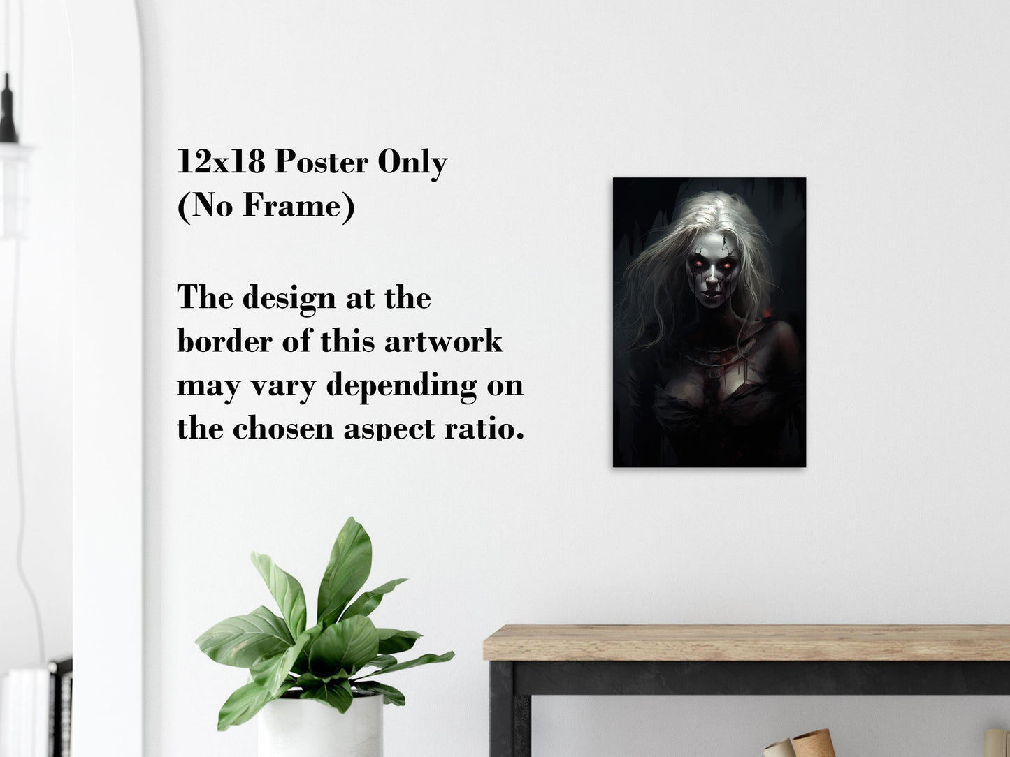Blonde Woman Zombie Art Print - Halloween Poster Gift - Horror Halloween Canvas Wall Decor