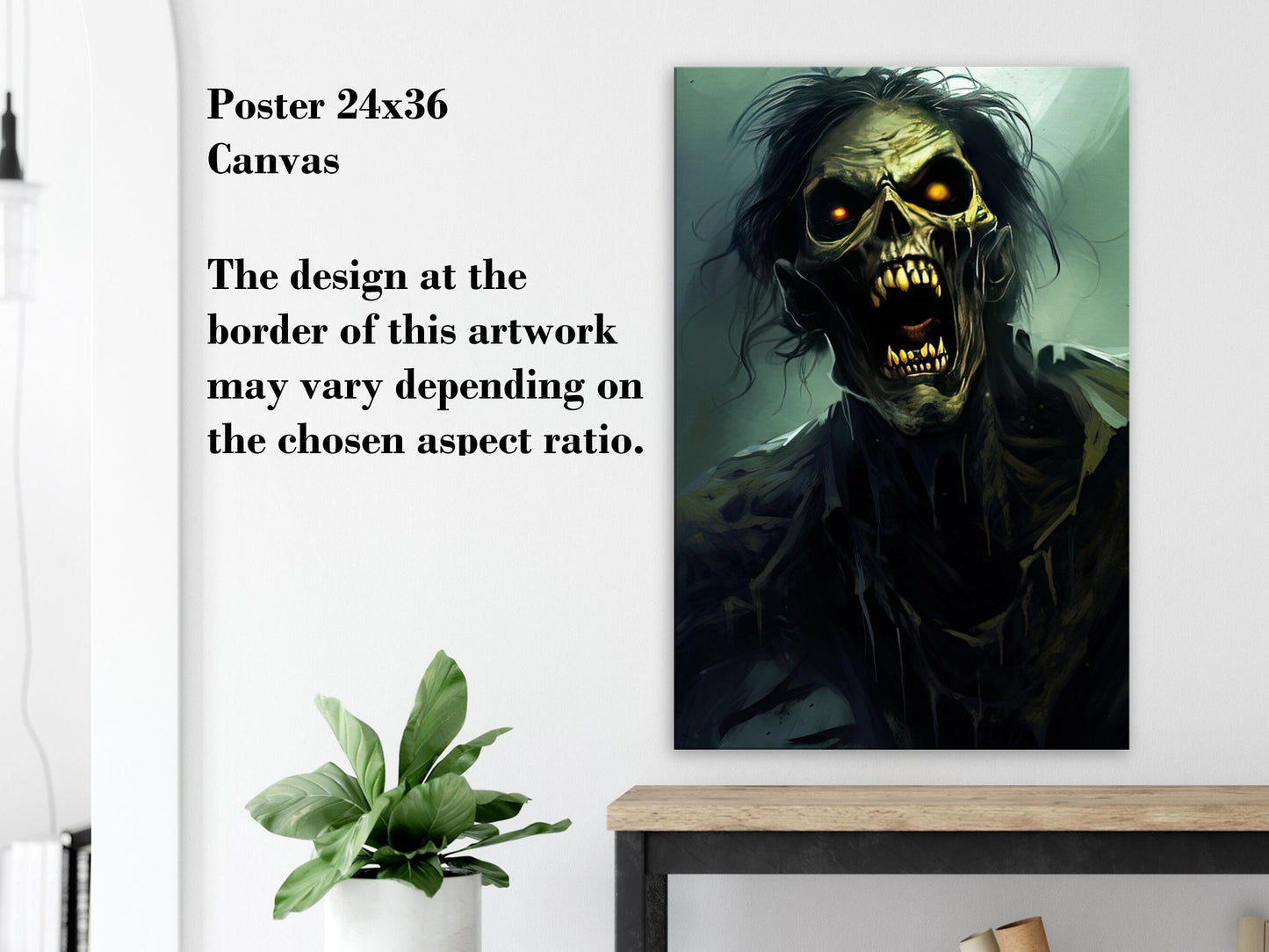 Zombie Wall Art - Undead Zombie Poster - Halloween Fantasy Wall Decoration - Gift for Gamer