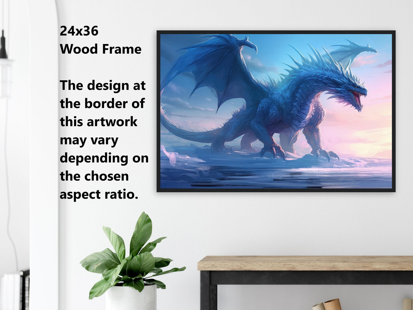 Décoration murale Dragon bleu, affiche Dragon de glace, toile d'art fantastique, cadeau pour joueur