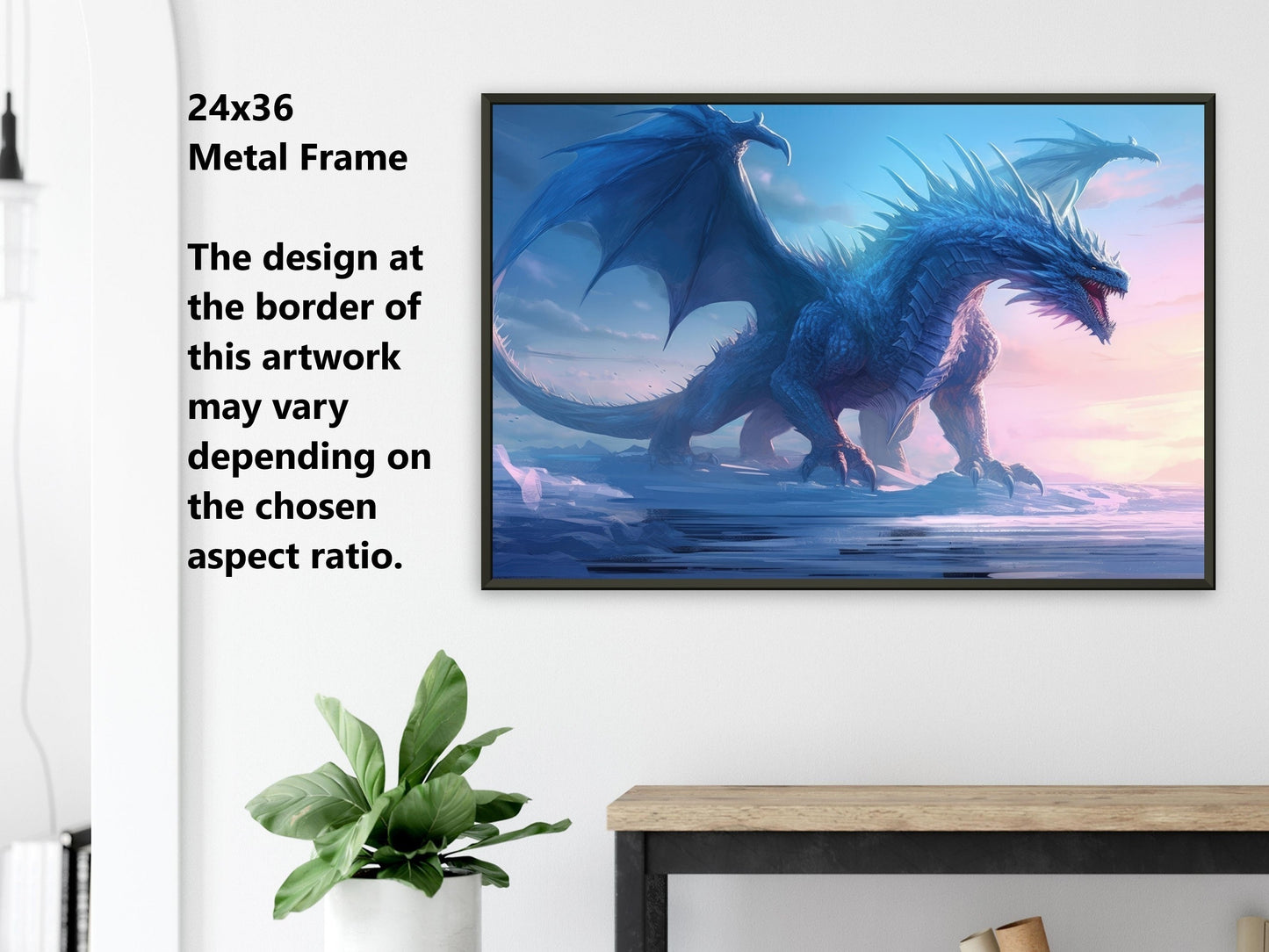 Décoration murale Dragon bleu, affiche Dragon de glace, toile d'art fantastique, cadeau pour joueur