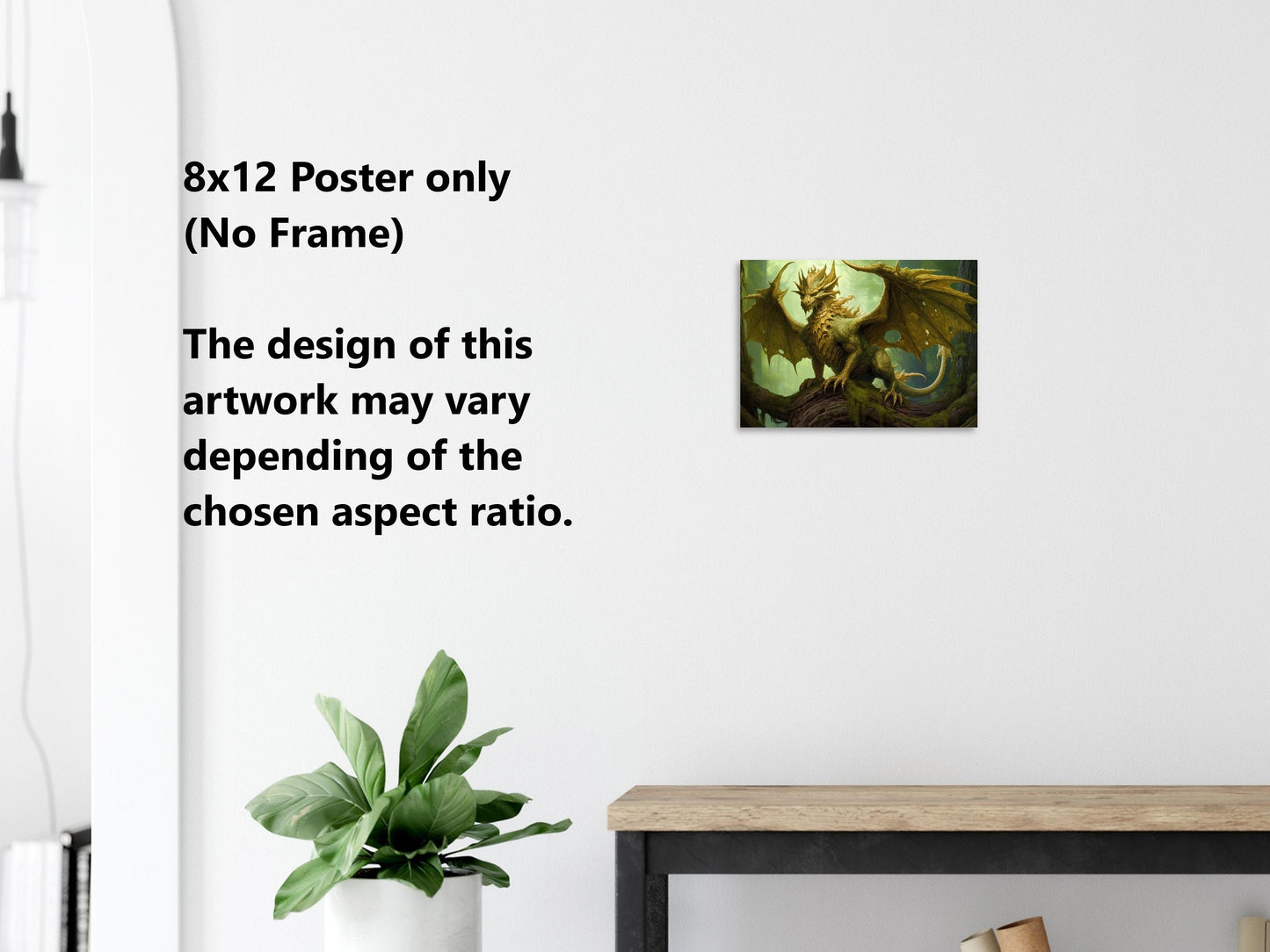 Green Dragon Wall Art - Green Nature Dragon Poster - Guardian of the Wild - Fantasy Art Canvas - Gift for Gamer