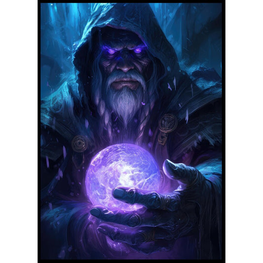 Magician Wall Art - Warlock Poster - Mage Spellcaster Fantasy Art Print - Wood Metal Frame Canvas Option - Gift for Gamer