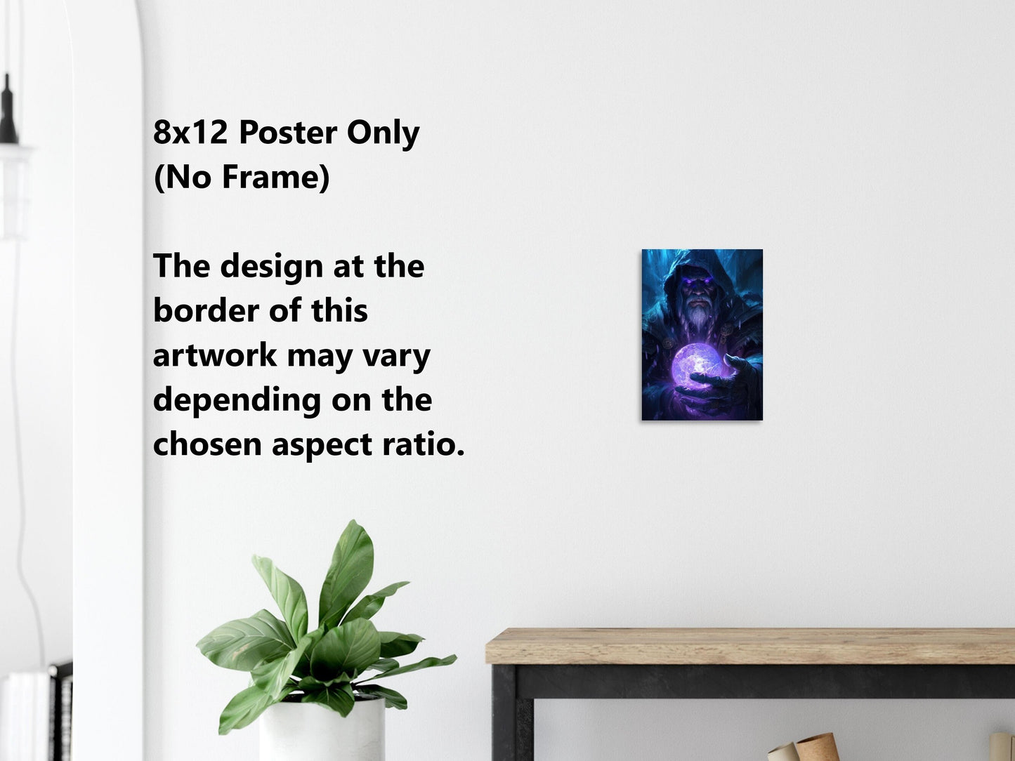 Magician Wall Art - Warlock Poster - Mage Spellcaster Fantasy Art Print - Wood Metal Frame Canvas Option - Gift for Gamer