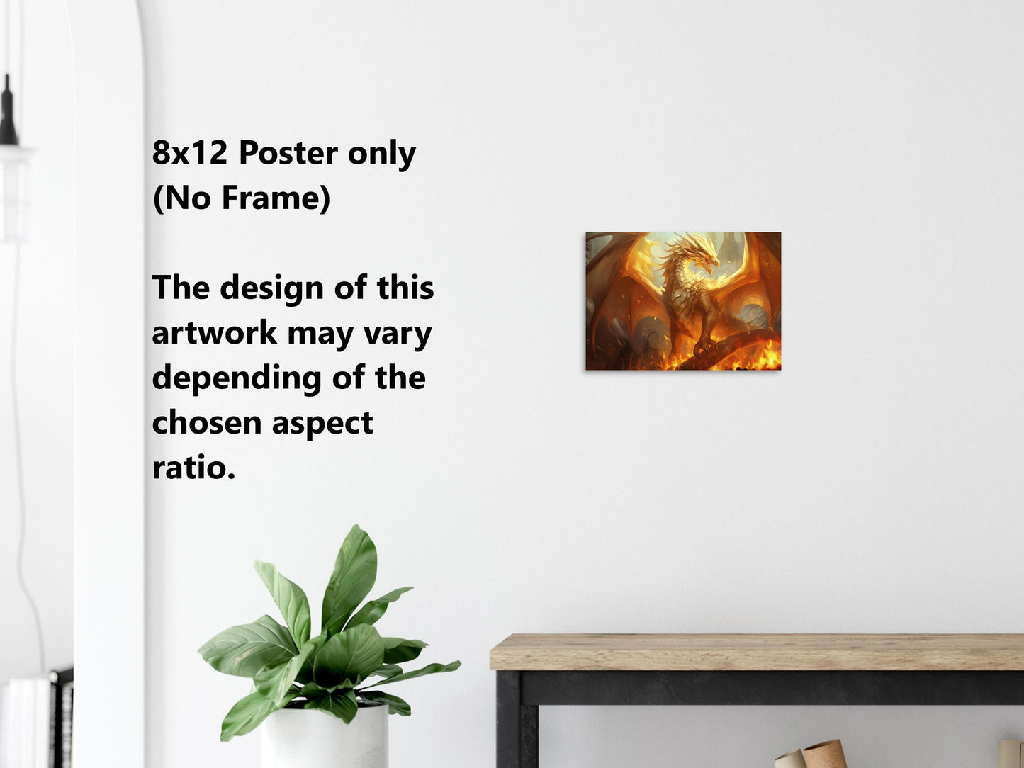 Gold Dragon Wall Art - Dragon of Light Poster - Fantasy Art Canvas - Gift for Gamer